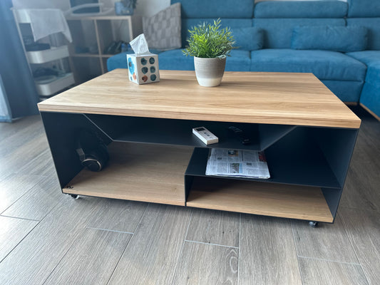 Couchtisch Stahl/Holz, Eiche